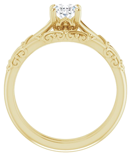 Sužadėtuvių Žiedas „Solitaire Sculptural“ 14k yellow gold Oval 7mm x 5mm (7)