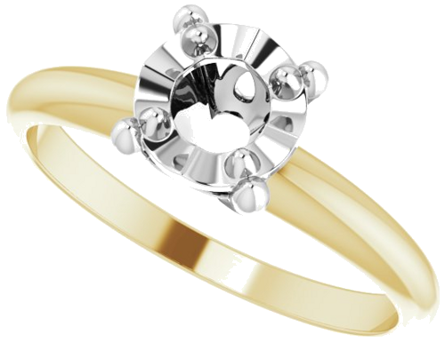14K Yellow   White 5.2 mm Round 4-Prong Illusion Solitaire Ring Mounting (5)