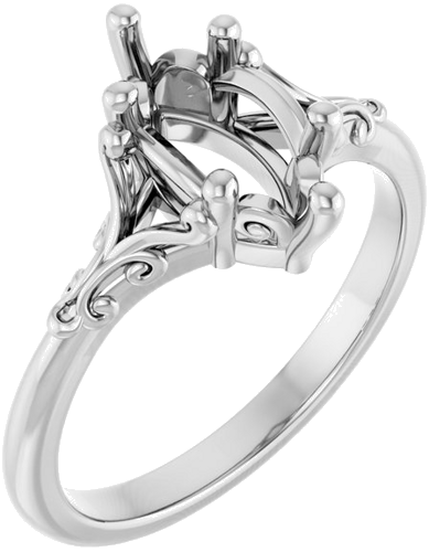 14K White 10x5 mm Marquise Solitaire Engagement Ring Mounting (1)