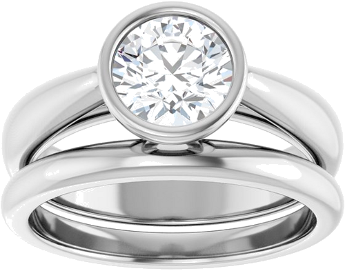 Sužadėtuvių Žiedas „Bezel-Set Solitaire“ 14k white gold Round 6.5mm (8)