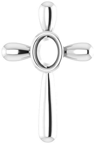 Pakabukas „Solitaire Bezel-Set Cross“ 925 Sidabro Oval 8mm x 6mm (1)