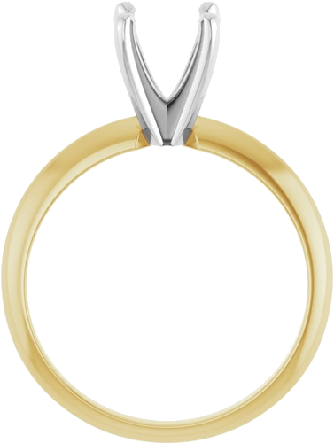 14K Yellow White 6.6-7.2 mm Round 4-Prong Light Solitaire Ring Mounting (2)