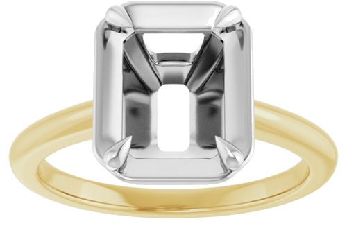 Sužadėtuvių Žiedas „Claw-Prong Solitaire Bezel-Style“ 14k yellow/white gold Emerald 9mm x 7mm (3)