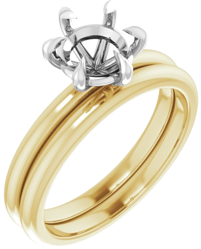 Sužadėtuvių Žiedas „Claw-Prong“ 14k yellow/white gold Round 7mm (6)