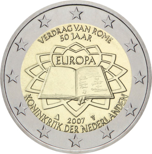 2007 Nyderlandai Romos sutartis (TOR) 2 eurų moneta (1)
