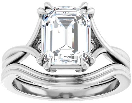 14K White 9x7 mm Emerald Solitaire Engagement Ring Mounting (8)