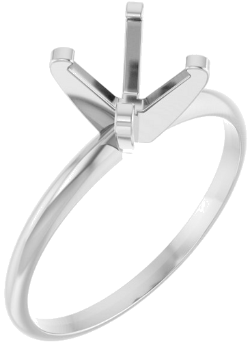 14K White 7 mm Round Ultra-Lightweight Solitaire Engagement Ring Mounting (1)
