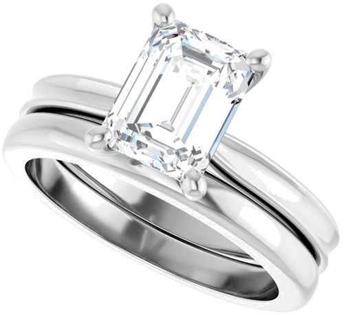 Sužadėtuvių Žiedas 14k white gold Emerald 8mm x 6mm (10)