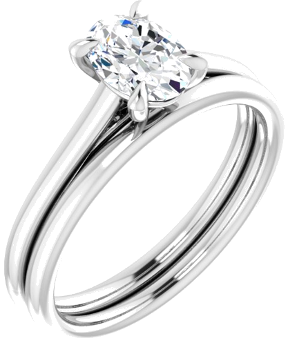 Sužadėtuvių Žiedas „Solitaire“ 585 Baltojo Aukso Oval 7mm x 5mm (6)