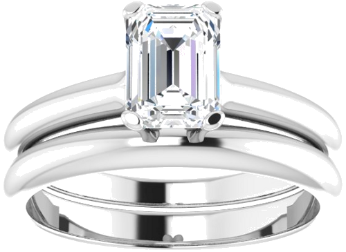 Sužadėtuvių Žiedas „Solitaire“ 14k white gold Emerald 7mm x 5mm (8)