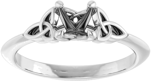 Sužadėtuvių Žiedas „Solitaire Celtic-Inspired“ 14k white gold Round 5.2mm (3)