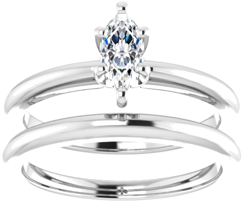 Sužadėtuvių Žiedas „Solitaire“ 585 Baltojo Aukso Marquise 7mm x 3.5mm (8)