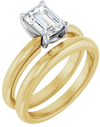 Sužadėtuvių Žiedas „Solitaire“ 585 Baltojo Ir Geltonojo Aukso Emerald 7mm x 5mm (6)