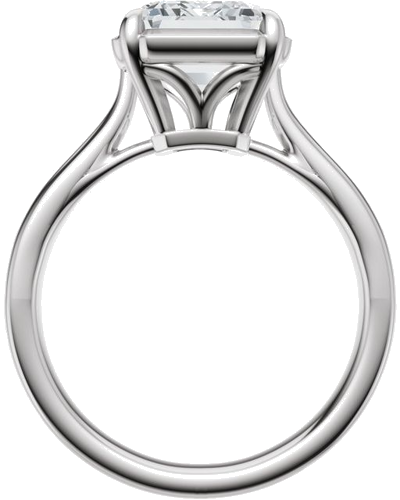 Sužadėtuvių Žiedas „Claw-Prong Solitaire Bezel-Style“ 14k white gold Emerald 10mm x 8mm (2)