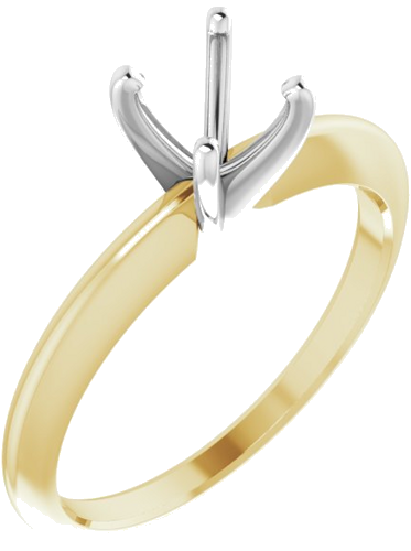 14K Yellow   White 5.7-6 mm Round 4-Prong Comfort-fit Solitaire Ring Mounting (1)