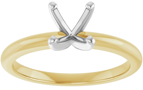 10K Yellow   White  6.5 mm Round Solitaire Engagement Ring Mounting (3)