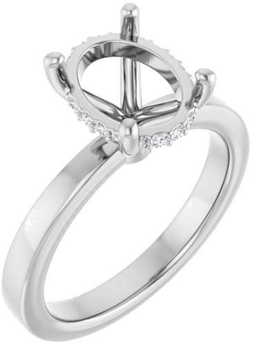 Sužadėtuvių Žiedas „Hidden Halo-Style“ 14k white gold Oval 10mm x 8mm (1)