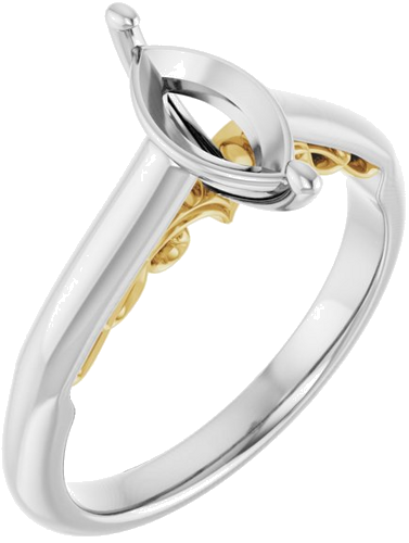 14K White   Yellow 10x5 mm Marquise Engagement Ring Mounting (1)