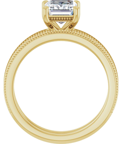 Sužadėtuvių Žiedas „Solitaire Milgrain“ 14k yellow gold Emerald 8mm x 6mm (7)