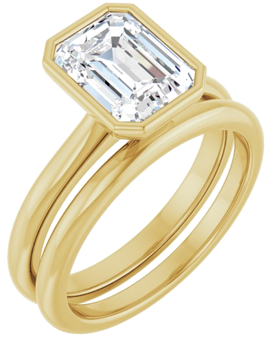 Sužadėtuvių Žiedas „Bezel-Set Solitaire“ 10k yellow gold Emerald 8.5mm x 6.5mm (6)