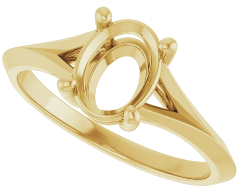 Sužadėtuvių Žiedas „Solitaire Split Shank“ 14k yellow gold Oval 8mm x 6mm (5)