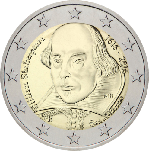 2016 Sanmarīno Viljama Šekspīra 2 eiro monēta (3)