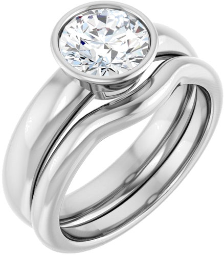 Sužadėtuvių Žiedas „Bezel-Set Solitaire“ 14k white gold Round 7mm (6)