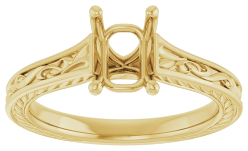 Sužadėtuvių Žiedas „Solitaire Scroll“ 14k yellow gold Emerald 7mm x 5mm (3)