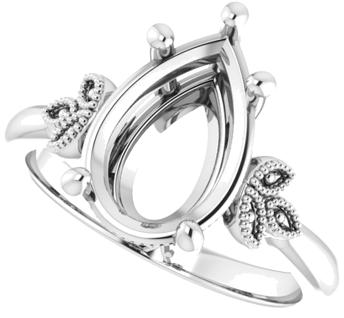 Sužadėtuvių Žiedas „Solitaire“ 14k white gold Pear 12mm x 8mm (5)