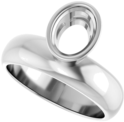 14K White 8 x 6 mm Oval Solitaire Engagement Ring Mounting (5)