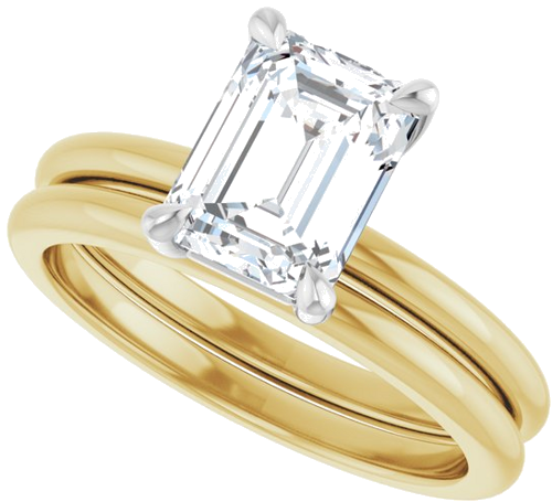 Sužadėtuvių Žiedas „Claw-Prong“ 14k yellow gold & platinum Emerald 8mm x 6mm (10)