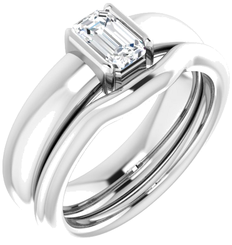 Sužadėtuvių Žiedas „Half-Bezel Solitaire“ 14k white gold Emerald 6mm x 4mm (6)