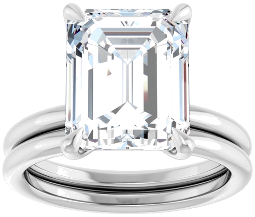 Sužadėtuvių Žiedas „Claw-Prong Solitaire“ 14k white gold Emerald 11mm x 9mm (8)