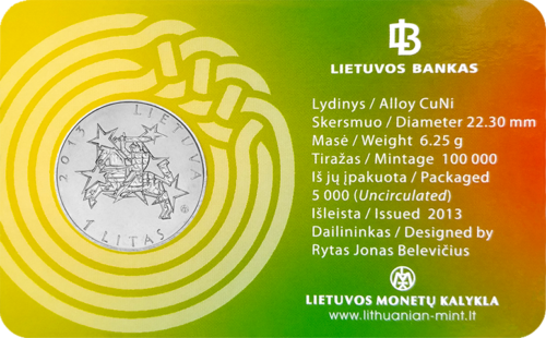 2013 Lithuania Presidency of the EU Council 1 litas BU coin in coincard (2)
