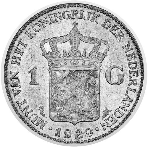 1 Guldenas Wilhelmina (1922-1945) Nyderlandai sidabrinė moneta (2)