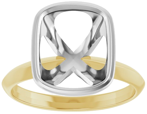 Sužadėtuvių Žiedas „Bezel-Set Solitaire“ 14k yellow/white gold Elongated Cushion 11mm x 9mm (3)