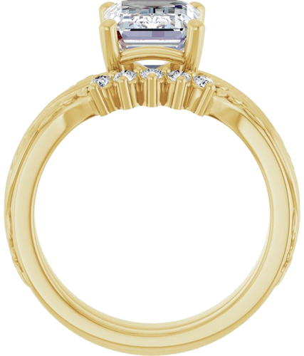 Sužadėtuvių Žiedas „Solitaire Sculptural“ 14k yellow gold Emerald 10mm x 7mm (7)