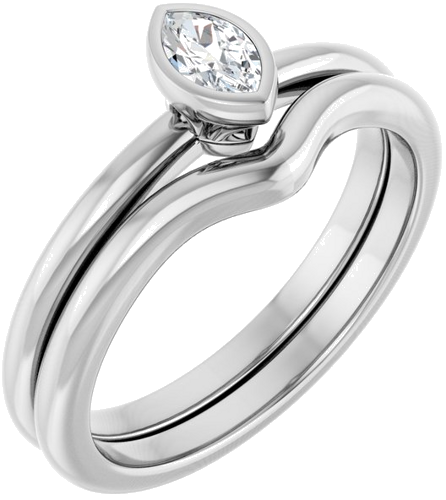 Sužadėtuvių Žiedas „Bezel-Set“ 950 Platinos Marquise 5mm x 3mm (6)