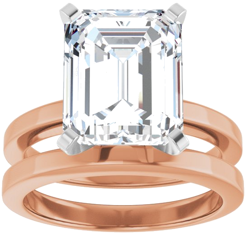 Sužadėtuvių Žiedas 14k rose/white gold Emerald 11mm x 9mm (8)