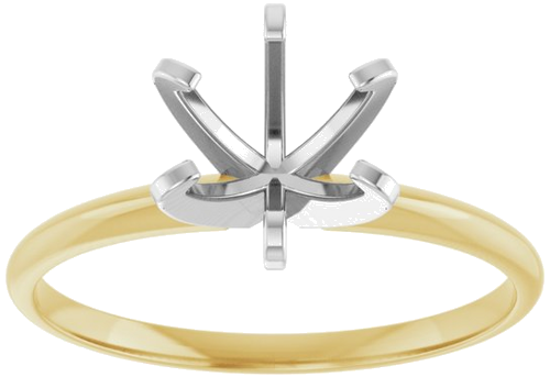 14K Yellow White 6.6-7.2 mm Round 6-Prong Solitaire Engagement Ring Mounting (3)