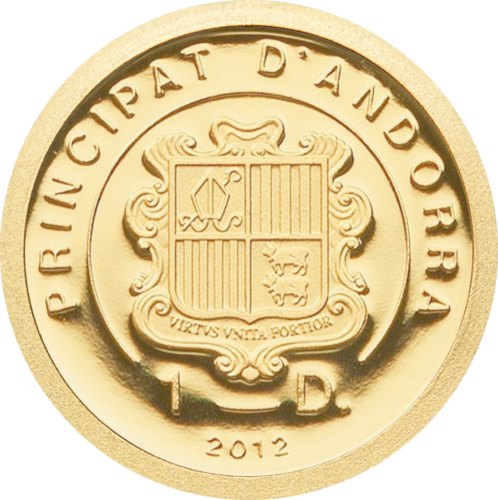 2012 Andoras Sv. Pijs 1 dināra zelta monēta (2)