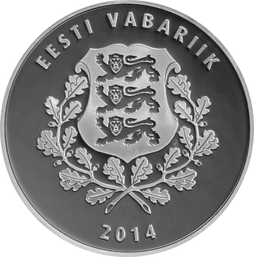 2014 Естония Мийна Харма 150-годишнина 10 евро сребърна монета (2)
