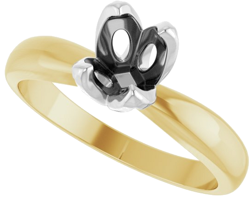Sužadėtuvių Žiedas „Tulipset® Solitaire“ 14k yellow/white gold Oval 7mm x 5mm (5)