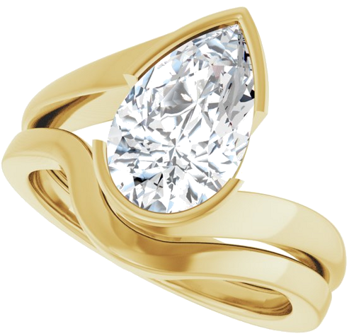 Sužadėtuvių Žiedas „Half-Bezel Solitaire“ 14k yellow gold Pear 11.5mm x 7mm (10)