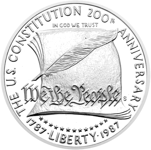 1987 Конституция США 1 доллар серебряная монета (2)