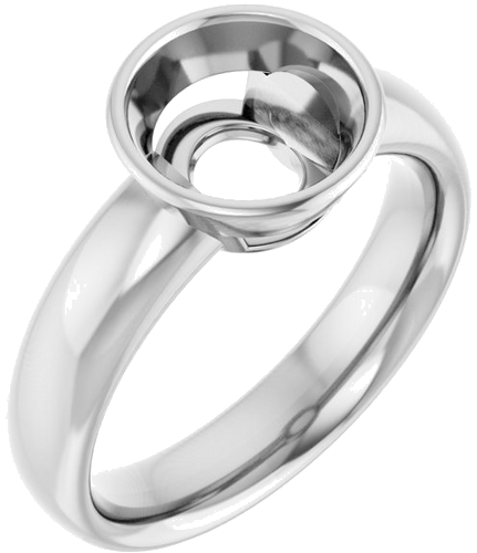 Sužadėtuvių Žiedas „Bezel-Set Solitaire“ 585 Baltojo Aukso Round 8mm (1)