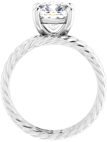 Sužadėtuvių Žiedas „Solitaire Rope“ 14k white gold Cushion 8mm (7)