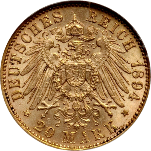20 Mark Albert (1894-1895) Gold coin Saxony German Empire (3)