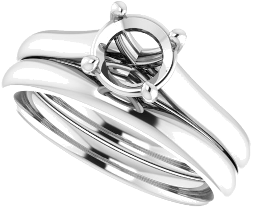 14K White 6.5 mm Round Solitaire Engagement Ring Mounting (10)