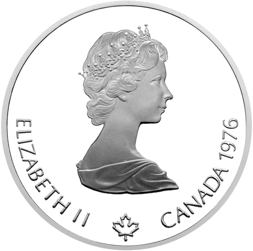 5 dolāri Olimpiskā ciemata monēta 1976 Kanāda sudraba monēta (2)